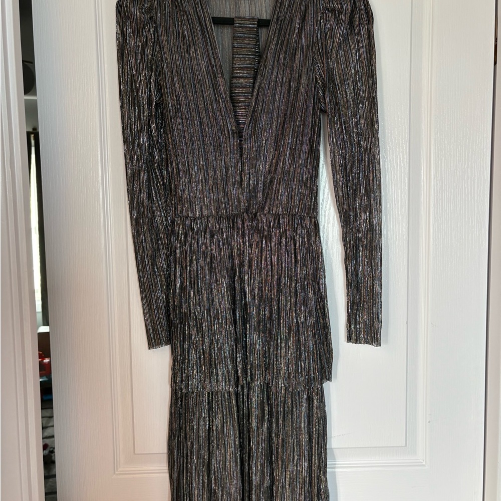 Sabina Musayev Carry Tiered Belted Multi Metallic Maxi Dress - Picture 3 of 3